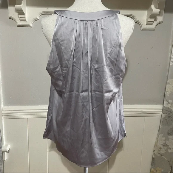 Boston Proper Nikki V-Neck Charmeuse Blouse in Silver Size 14 - Picture 4 of 8